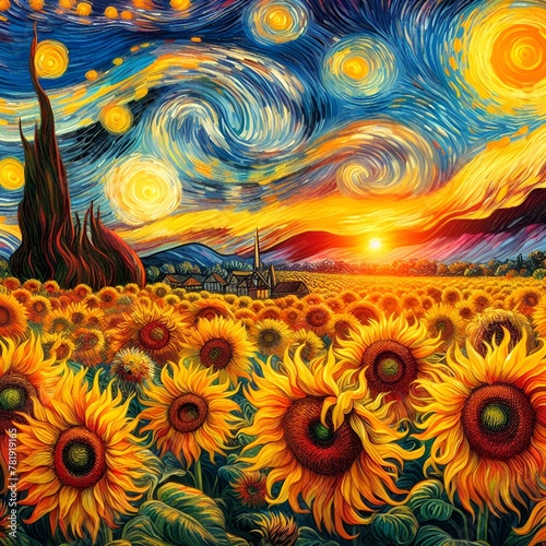 background with sunflowers