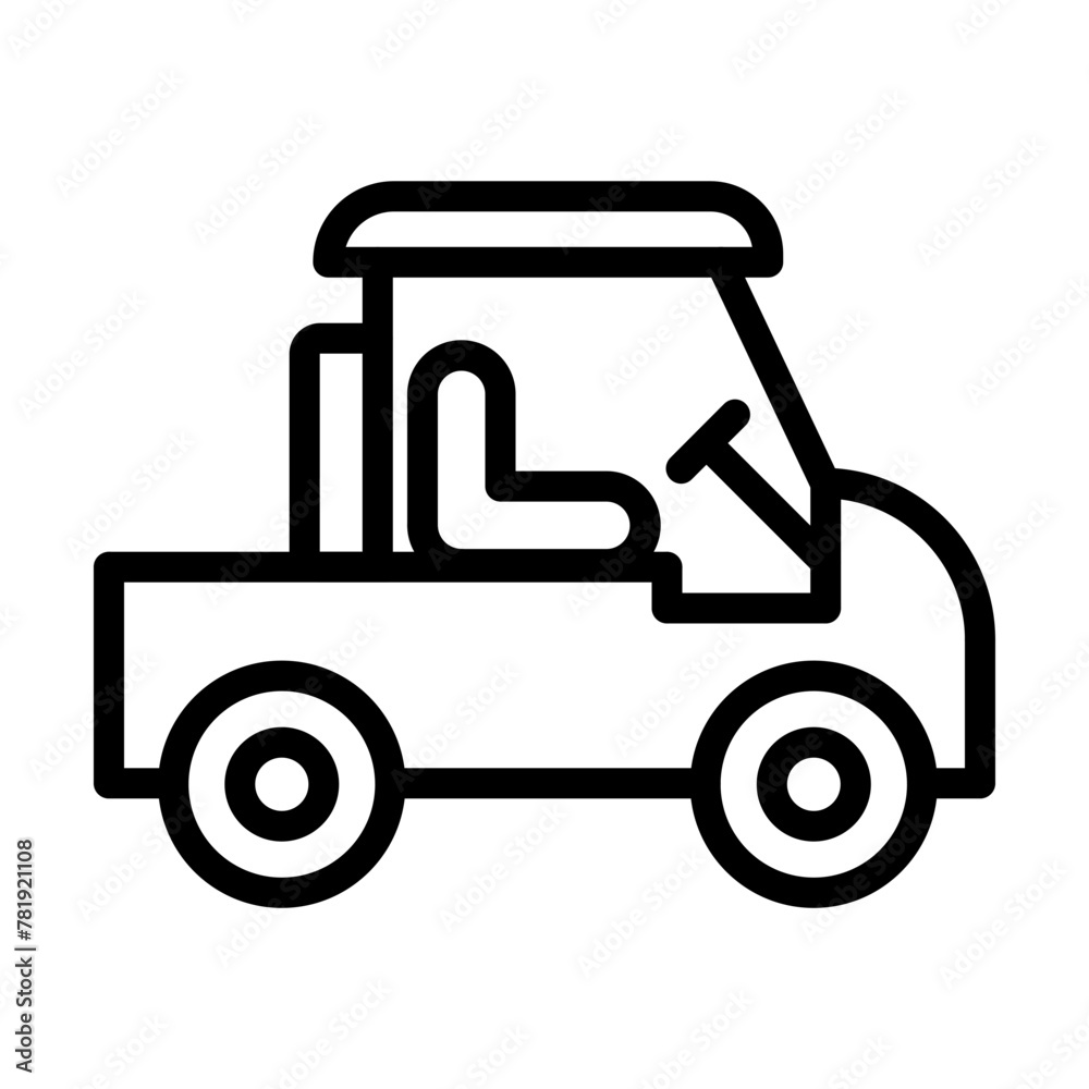 Golf cart Vector Line Icon Design