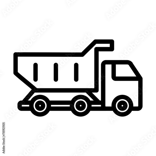 Dump truck Vector Line Icon Design