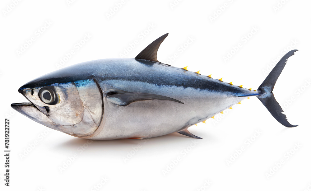 Tuna fish on white background.	