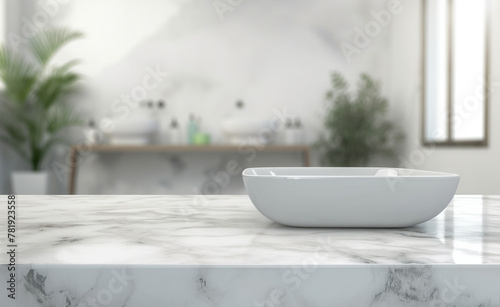 Marble Elegance: White Bathroom Product Display