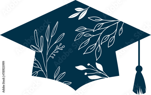 Graduation Cap with Floral Pattern