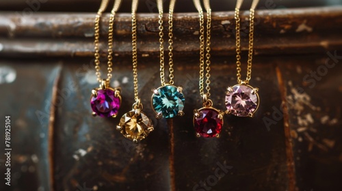 Collection of Gemstone Pendants on Golden Chains