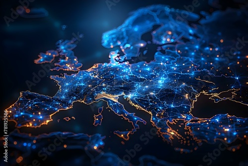 European Network Pulse - Data Streams and Connectivity. Concept Network Infrastructure, Data Connectivity, European Markets, Digital Transformation, Trends