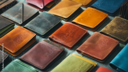 Assorted Leather Wallets Displayed on Table
