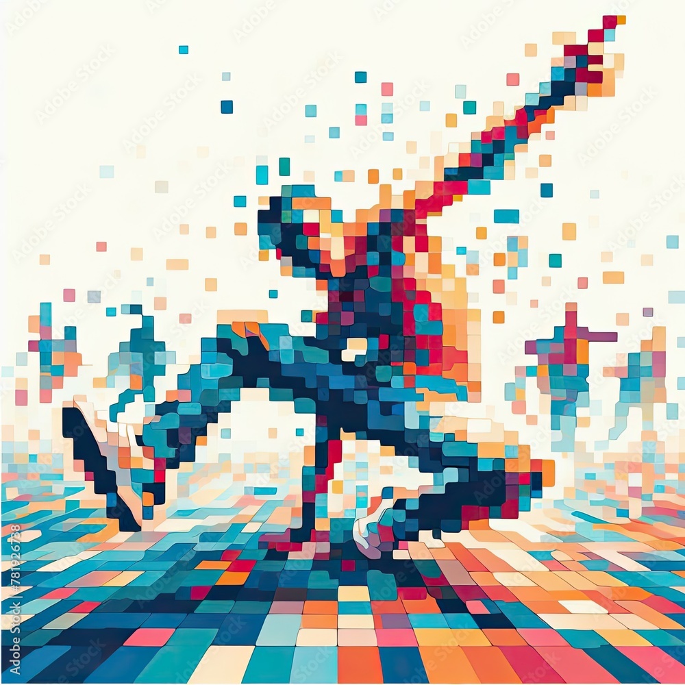 Hip-hop dancer in color block isolated with Generative AI. Hip-hop dancer in color block isolated with Generative AI.
