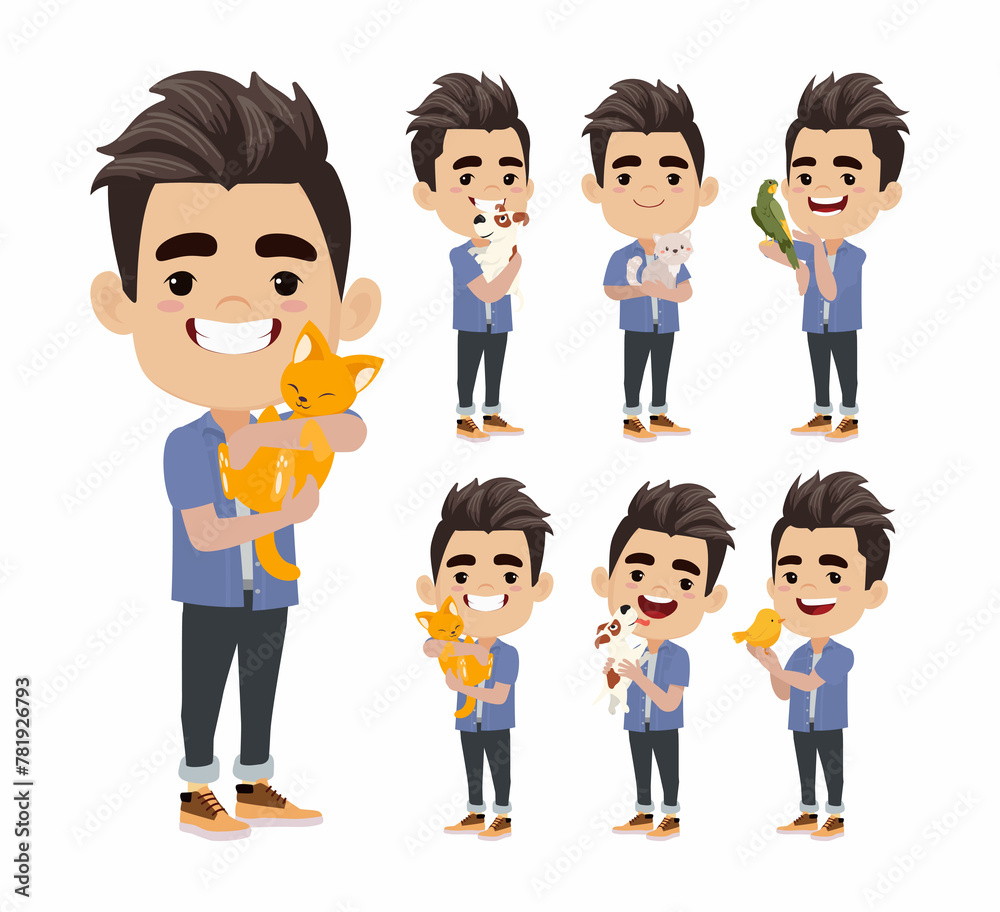 Illustration of people with pets Illustration of people with pets