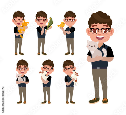 Illustration of people with pets