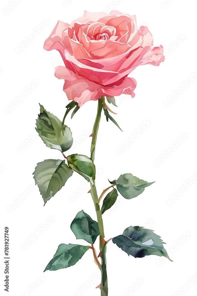 watercolour rose on white background watercolour rose on white background