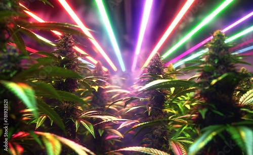 Growing Cannabis Buds in LED Light