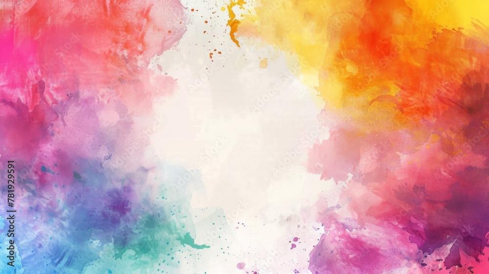 Vibrant Watercolor Splashes Background in Rainbow Hues
