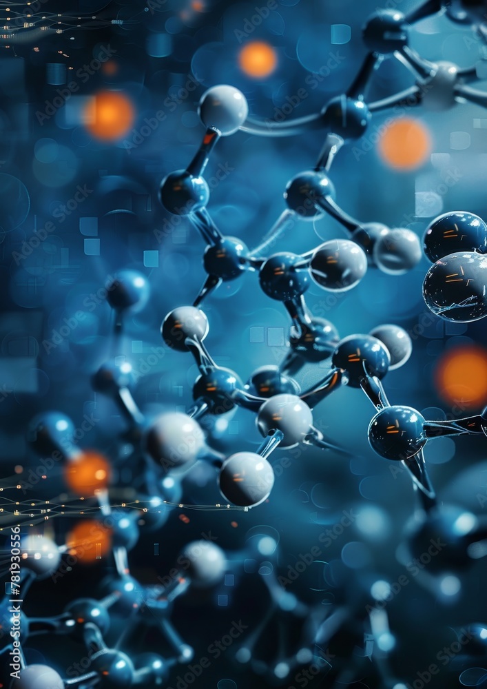 Molecular Structure in Blue Scientific Concept. Molecular Structure in Blue Scientific Concept.