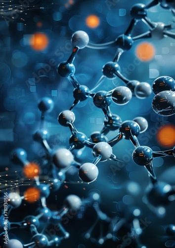 Molecular Structure in Blue Scientific Concept.