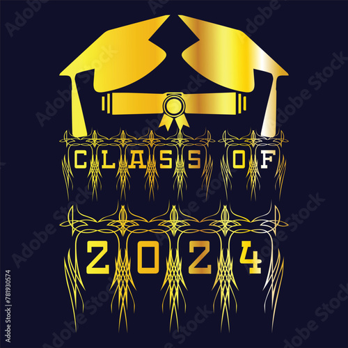 Lettering Class of 2024 for greeting, invitation card. Text for graduation design, congratulation event, T-shirt, party, high school or college graduate. Illustration, vector on transparent background