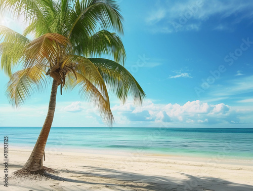 Tropical Palm Silhouette on Serene Beach