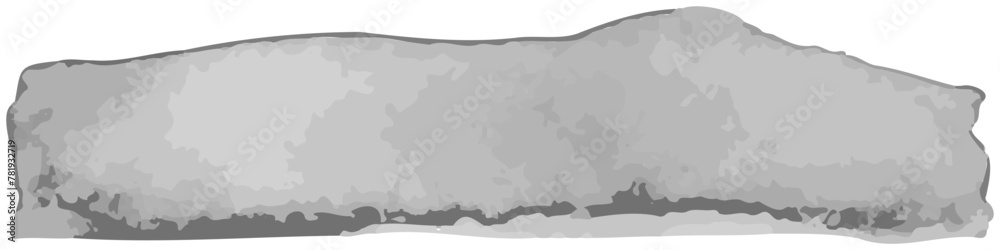 Single watercolor brush stroke in gray tones for overlay. Abstract hand-drawn vector long banner with jagged edges isolated on transparent background