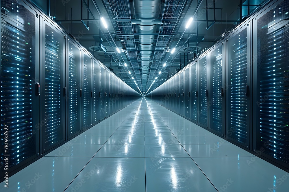 Obraz premium Symphony of Servers: The Heartbeat of Technology. Concept Technology, Servers, Symphonies, Innovation, Infrastructure