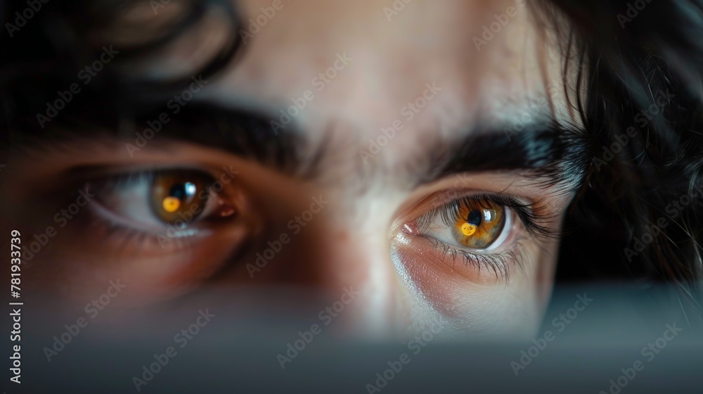 A man with brown eyes is looking at the camera A man with brown eyes is looking at the camera