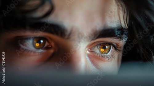 A man with brown eyes is looking at the camera