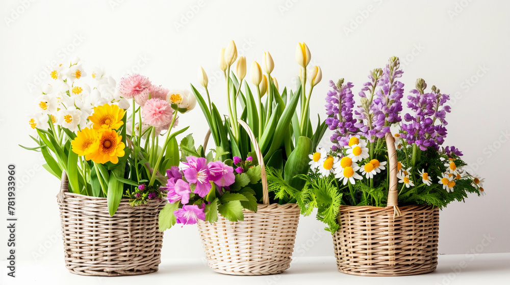 Assorted Spring Flowers in Baskets