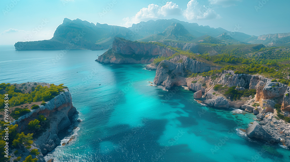 arial view of the sea and mountains