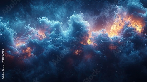 Blue smoke swirling against a dark, muted background. © Helios4Eos