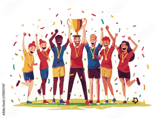 Joyous Triumph: Jubilant Celebration of Victory with Trophy