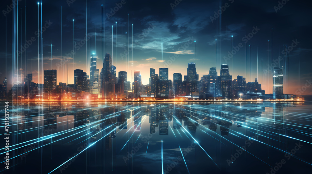 Science and technology city future light scene