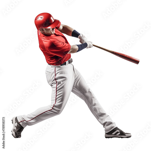 Baseball Player Bat Swing Isolated on Transparent Background
