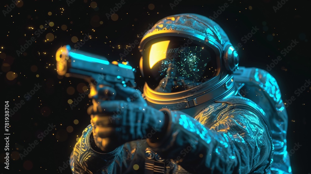 ภาพประกอบสต็อก Astronaut handgun space weapon futuristic sci fi ...