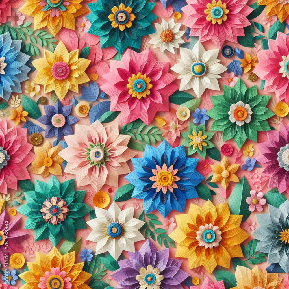 custom made wallpaper toronto digitalBeautiful floral elegant colorful abstract paper cut flowers embroidered fabric seamless pattern of hand drawn flowers decorative wallpaper background