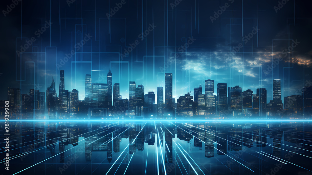Science and technology city future light scene Science and technology city future light scene