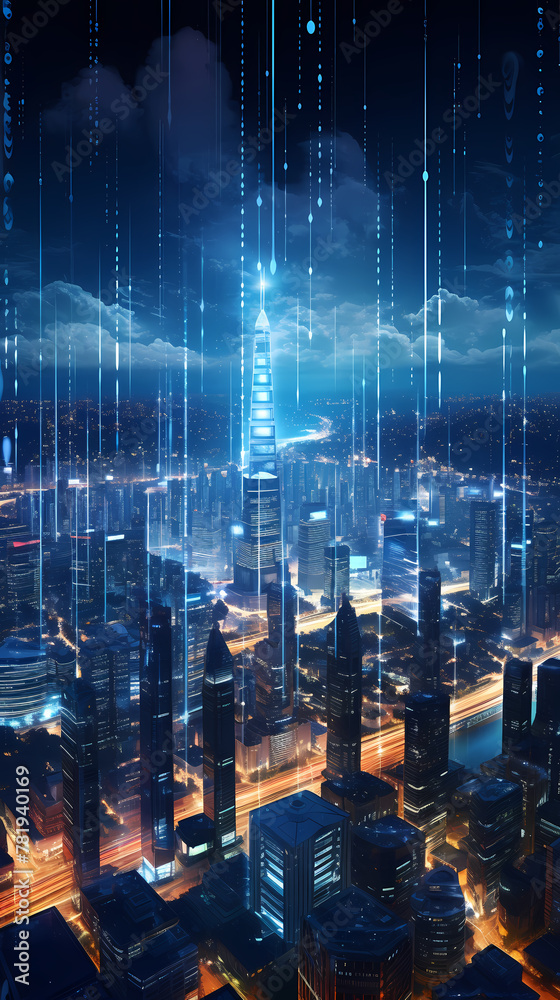 Fototapeta premium Science and technology city future light scene