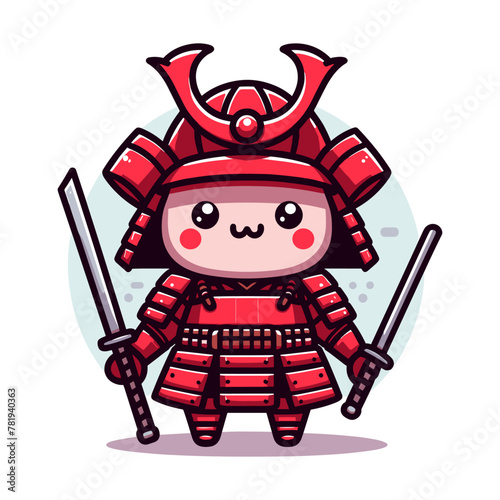 Red Samurai with Playful Expression