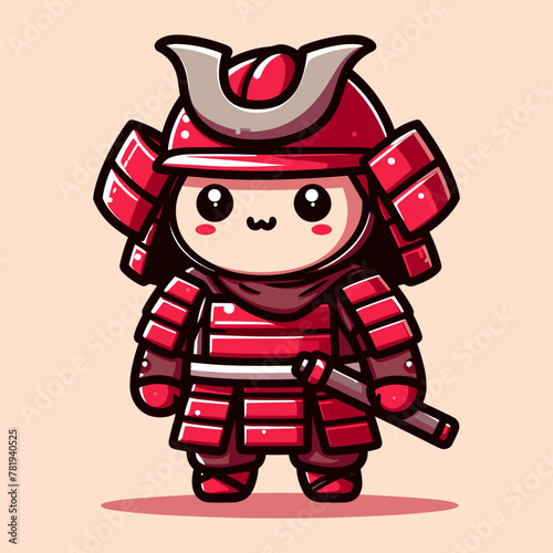 Tiny Red Samurai with Mighty Sword