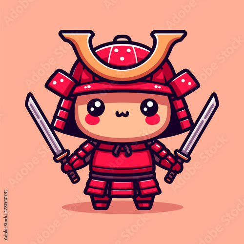 Red Armored Samurai Kid on a Mission