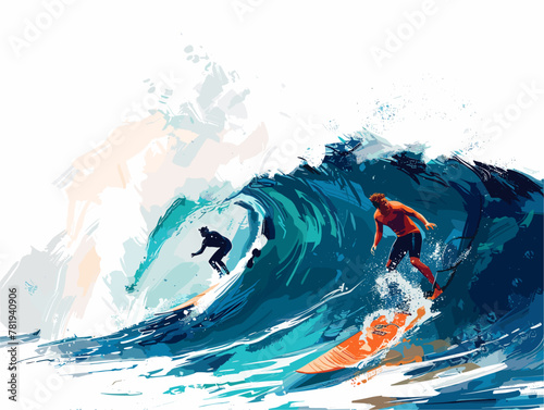 Surfing Duo's Epic Battle on a Colossal Wave: A Display of Skill and Determination