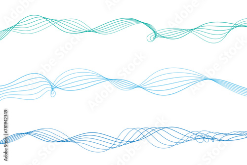 Fototapeta Naklejka Na Ścianę i Meble -  Set Blue wave line pattern background. Vector Illustration. Collection