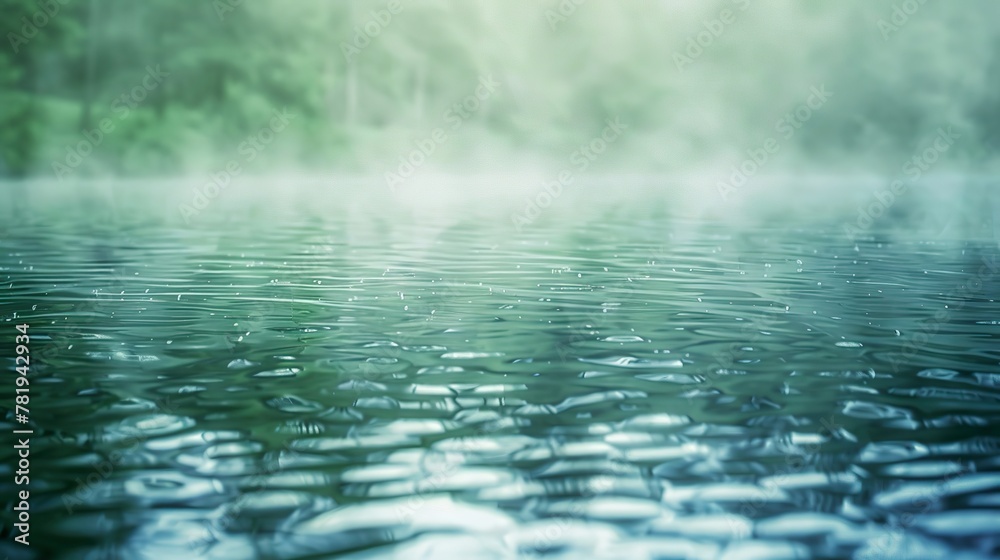 Cold summer morning in the forest with lake, forest reflection and mist on the water surface. Cold summer morning in the forest with lake, forest reflection and mist on the water surface.