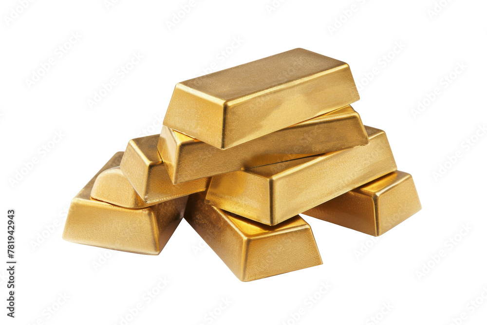 Golden bars ingot stack that high value in business market isolated on background, financial gold stock and global market.