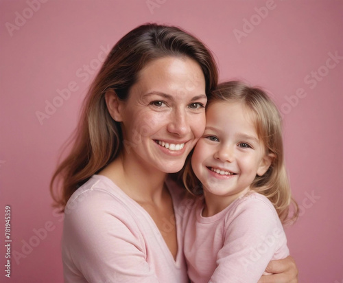 a mother and daughter smiling at the camera, Created with generative ai