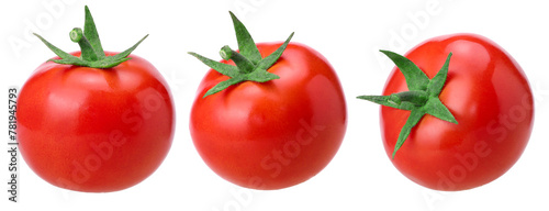 fresh red tomatoes isolated, macro tomato studio photo, transparent PNG, PNG format, collection, set
