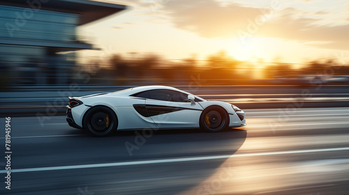 White Lightning Strikes  A sidelong glance as a white supercar devours the Autobahn in a blur of exhilarating speed