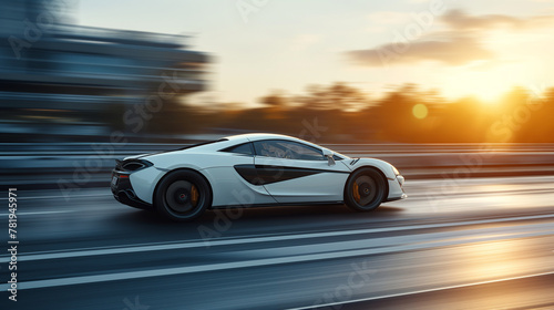 Autobahn Ballet  A white supercar dances across the highway  blurring the line between power and grace