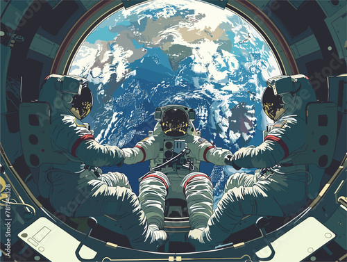 Interstellar Voyage: Astronauts Capture Earth's Majestic Aura in Zero Gravity Embrace