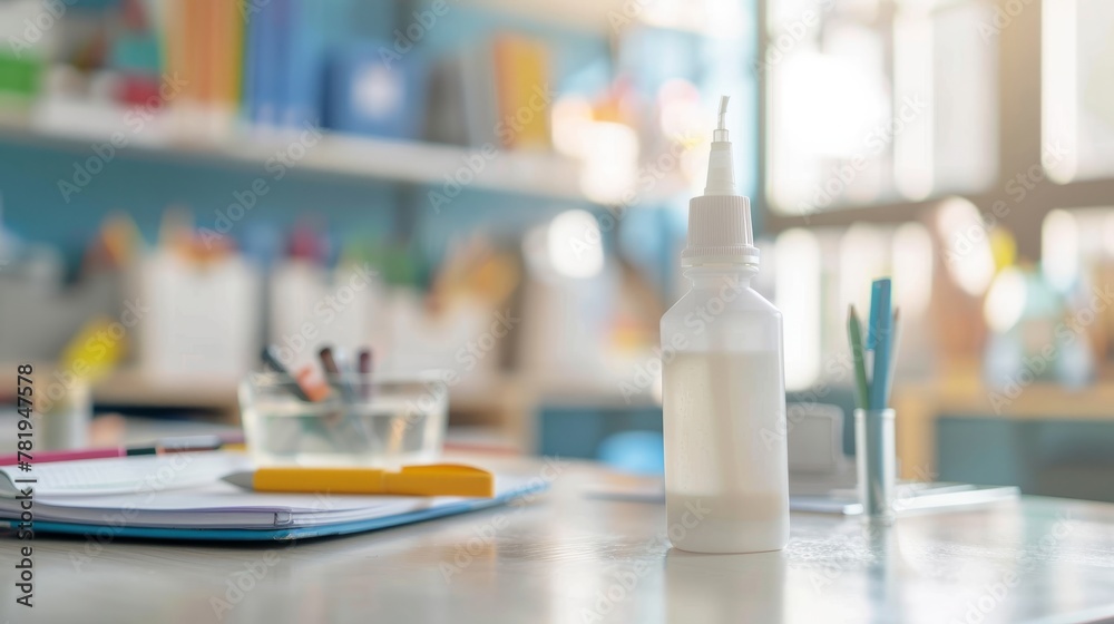 Correction Fluid Bottle on Desk Correction Fluid Bottle on Desk
