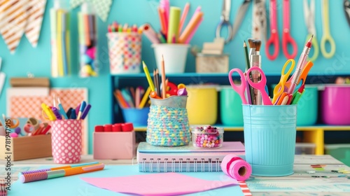 Organized Craft Station with Colored Paper