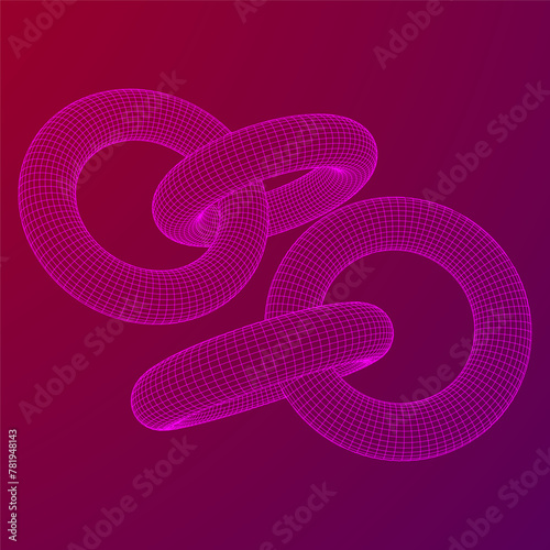 Abstract wireframe torus donuts. Vector technology background. Connection design template.