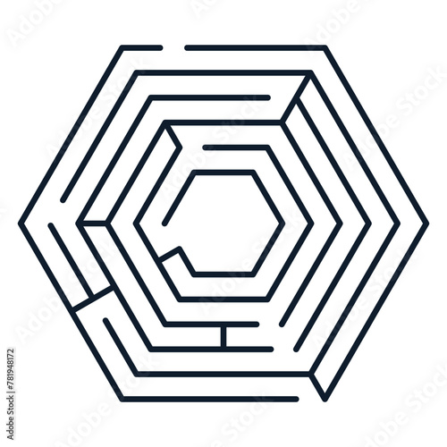 Hexagon maze. Labyrinth vector illustration. 
