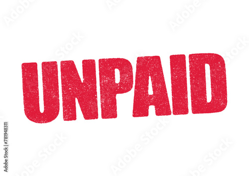 Vector illustration of the word Unpaid in red ink stamp